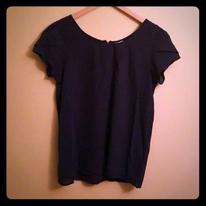 NWT - Navy Blouse w/ Gold Back Zipper